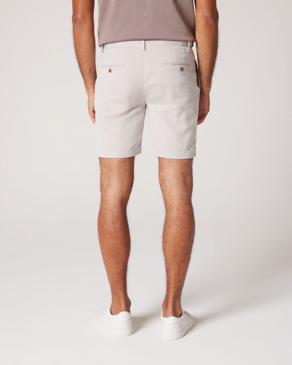 Textured Stripe Cotton Tailored Shorts